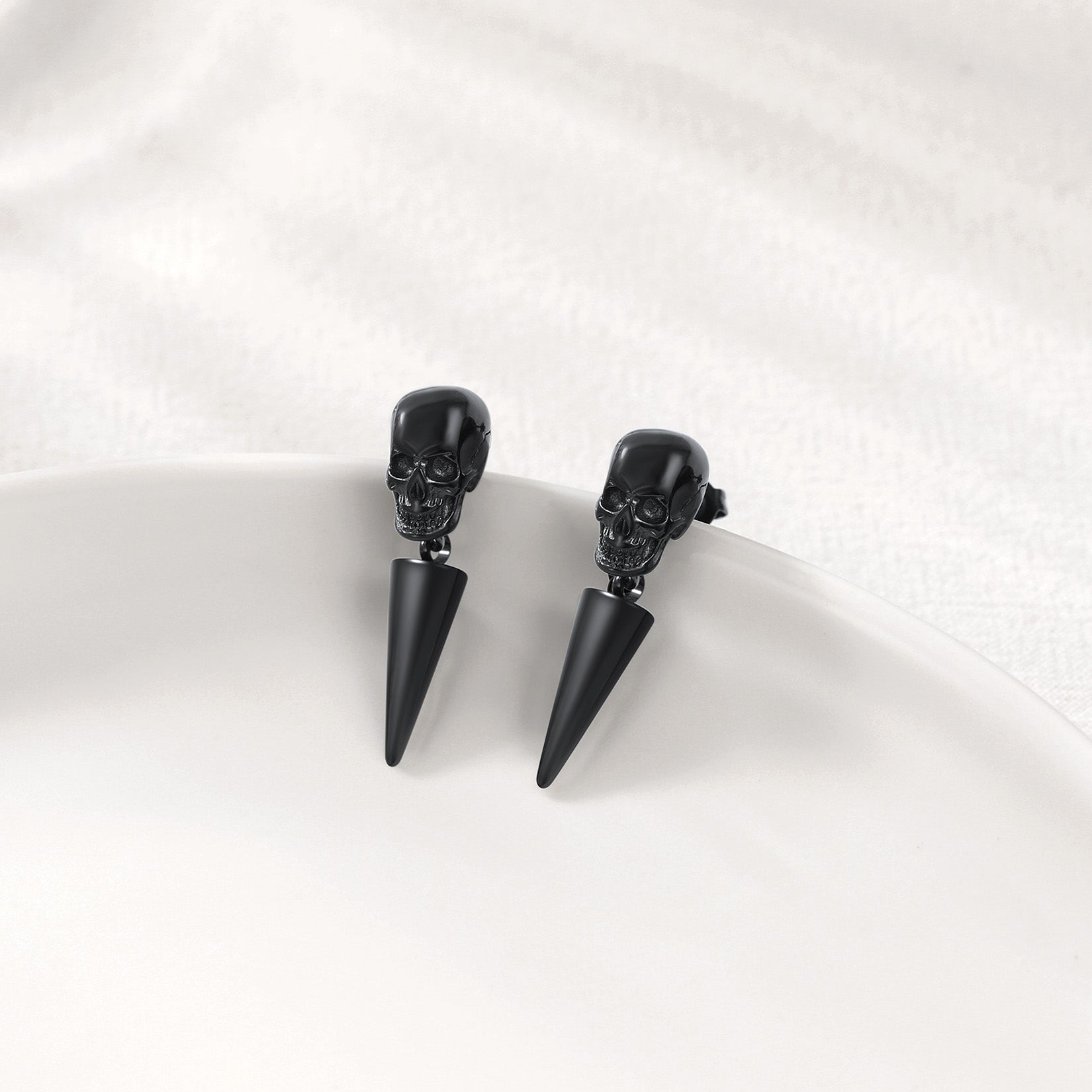 Flash Punk Spike Skull Earrings for