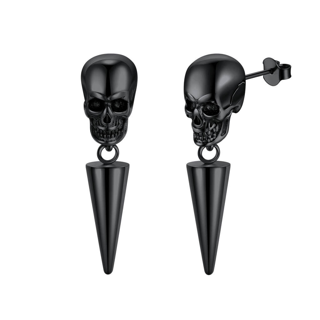Flash Punk Spike Skull Earrings for