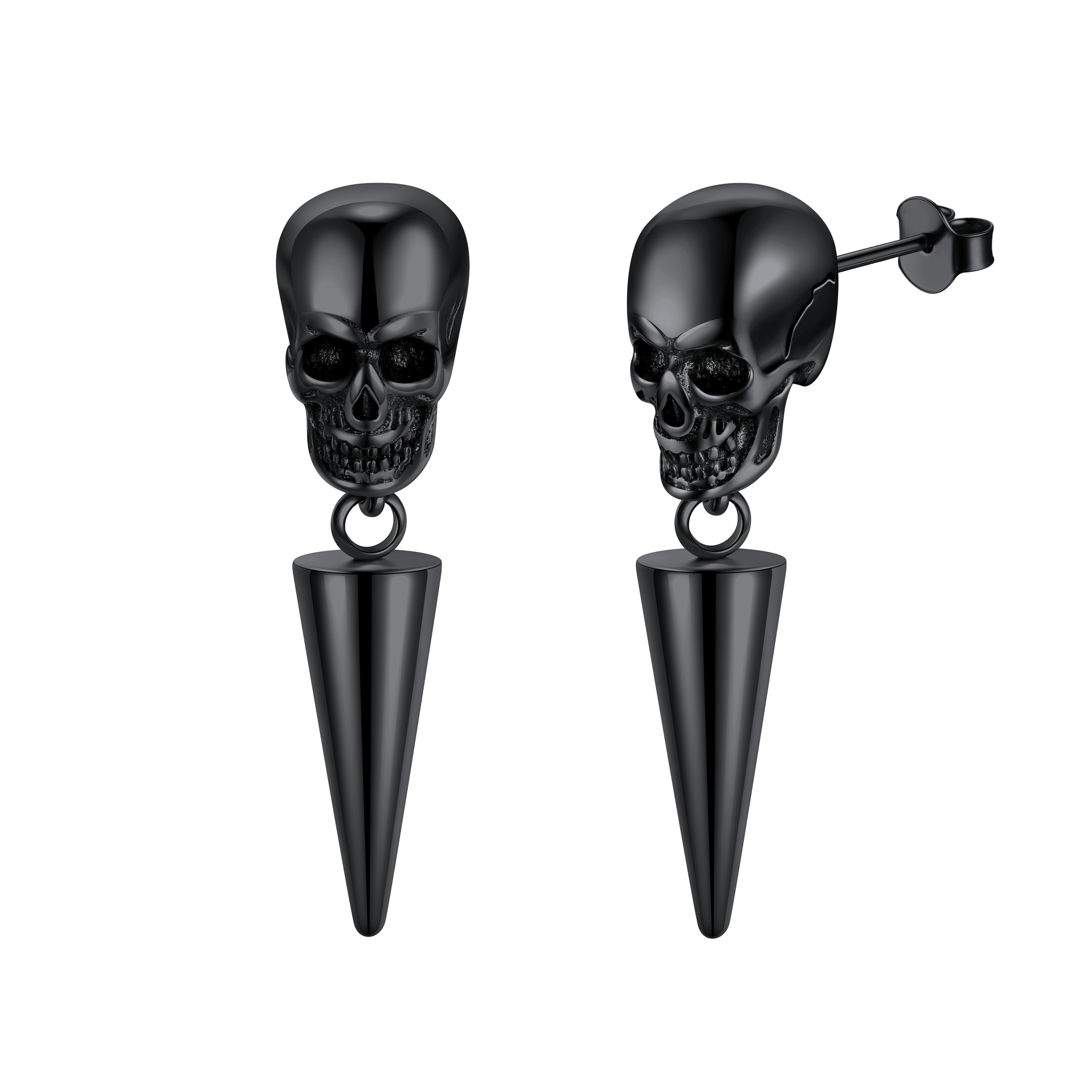 Flash Punk Spike Skull Earrings for