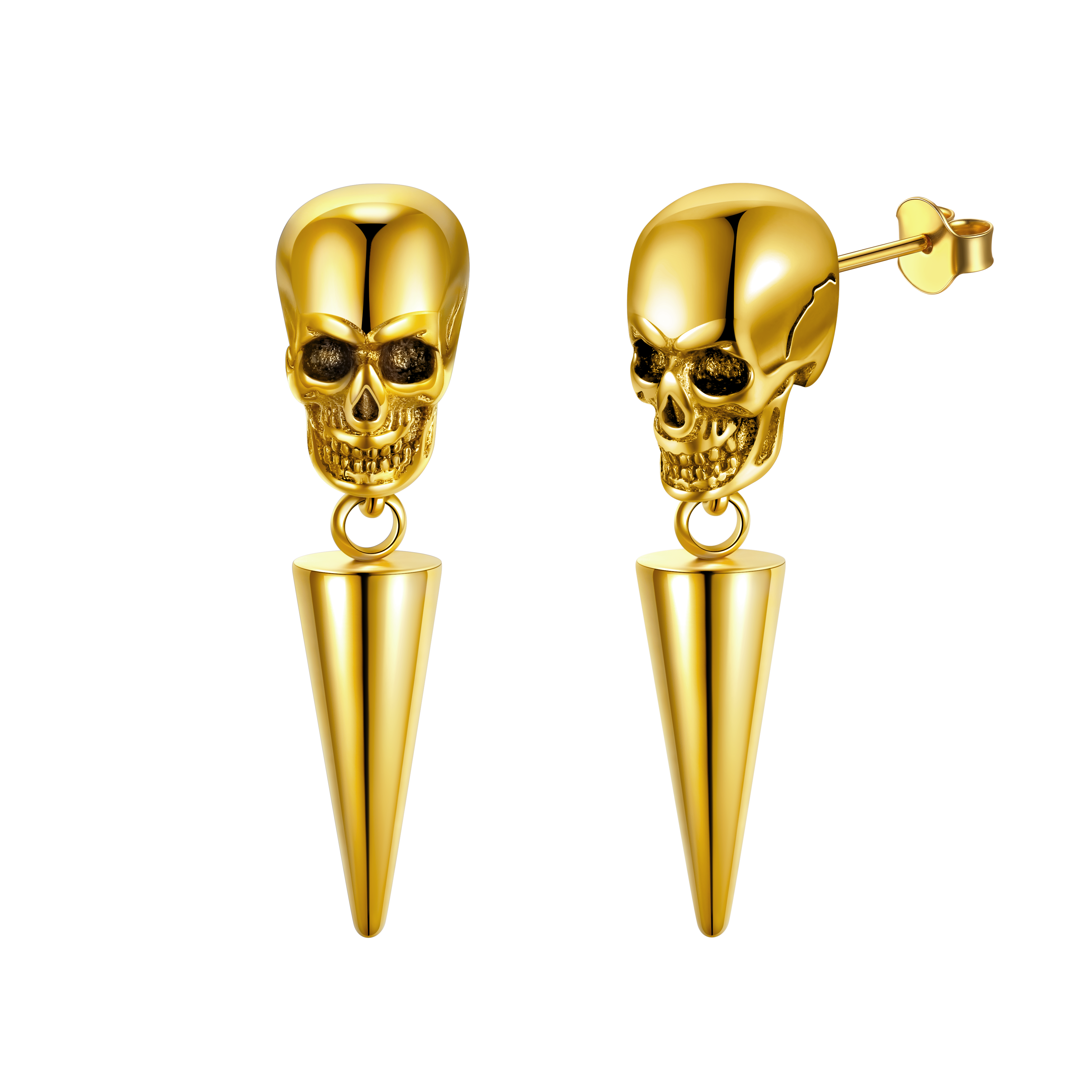 Flash Punk Spike Skull Earrings for
