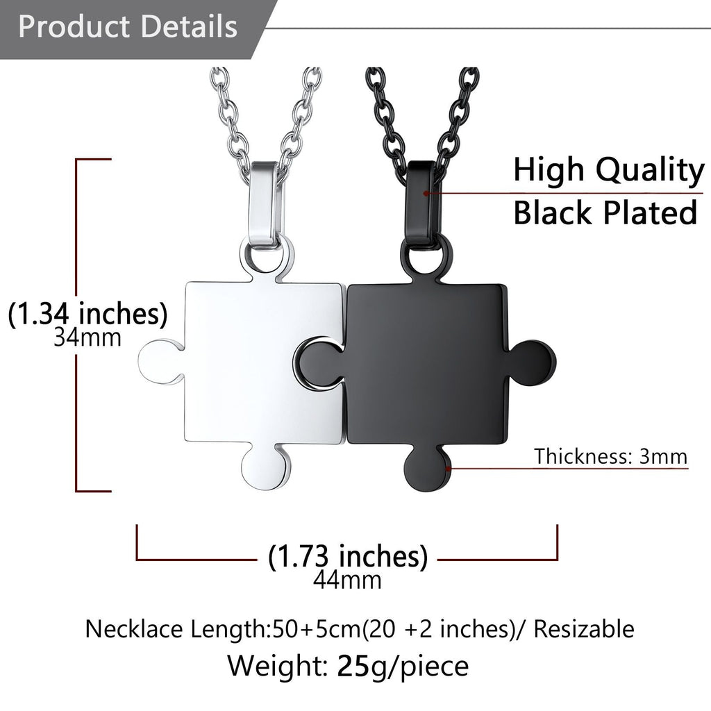 Custom Puzzle Matching Necklaces for Couple Mom Daughter 2pcs