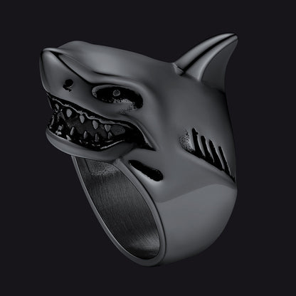 Stainless Steel Gothic Shark Signet Ring for