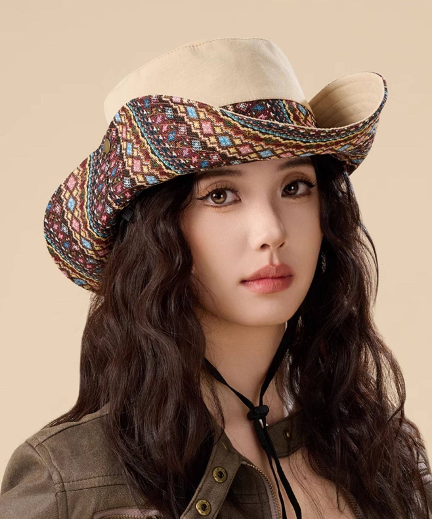 Unique Khaki Outdoor Drawstring Bucket Hat