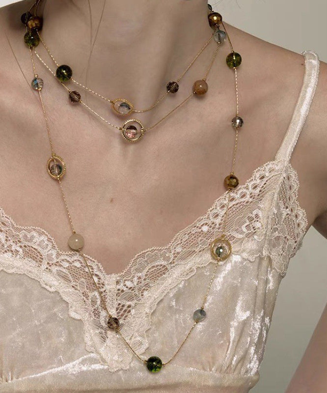 Unique Gold Metal Alloy Pearl Gypsophila Gratuated Bead Necklace Yr007