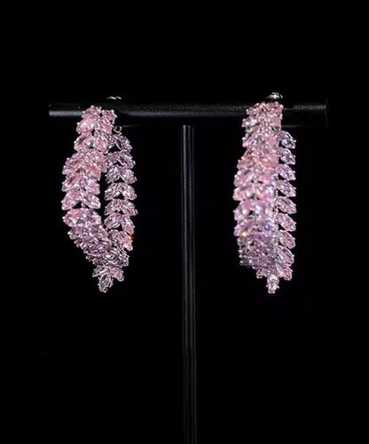 Unique Purple Alloy Zircon Ear of Wheat Love Hoop Earrings