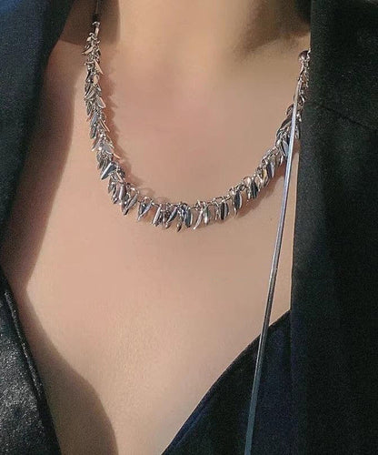 Unique Silk Stainless Steel Sequins Ear of Wheat Tassel Pendant Necklace