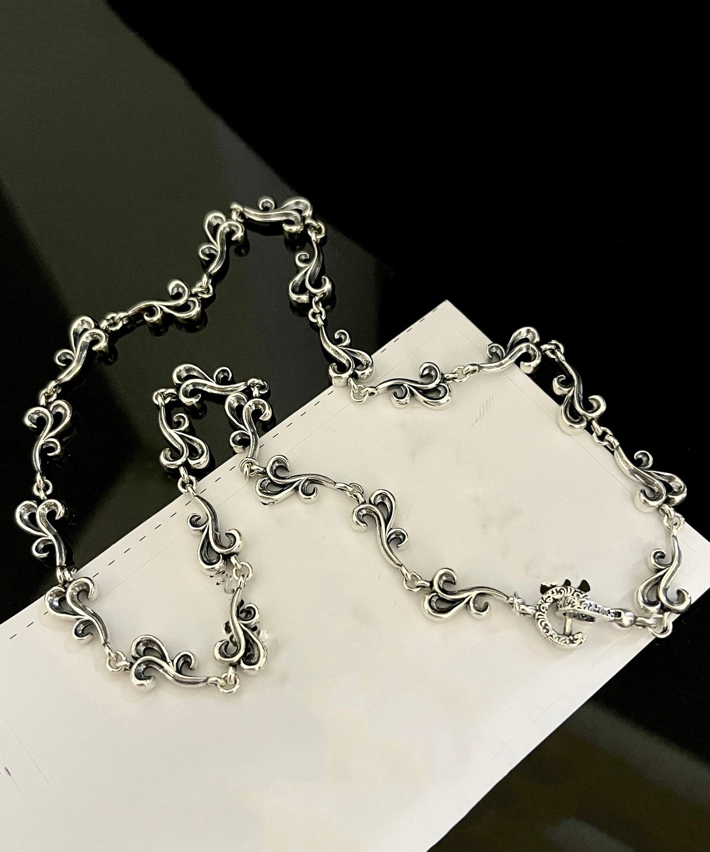Unique Silk Sterling Silver Hollow Out Auspicious Clouds Necklace Kx1047