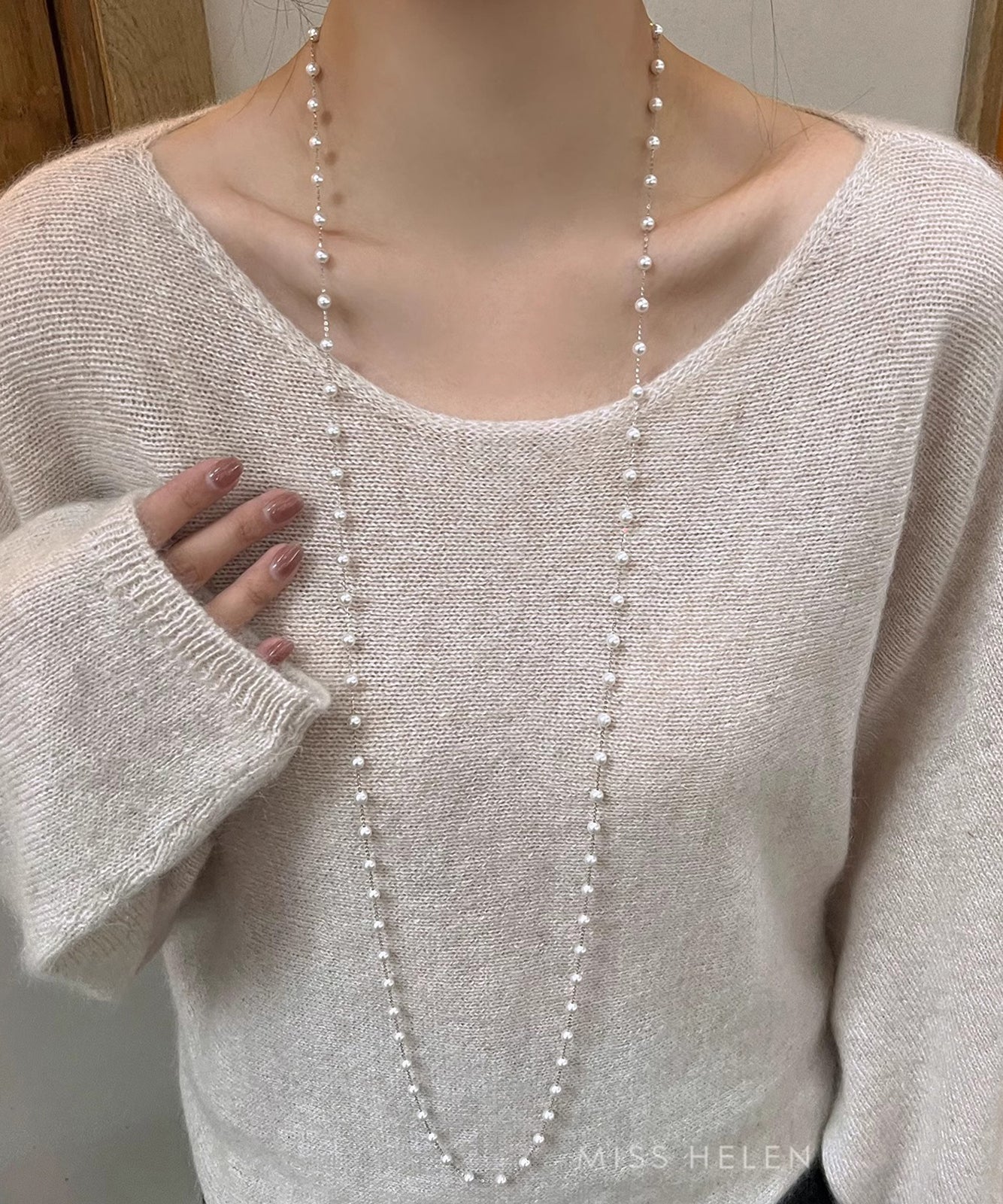 Unique Silk Sterling Silver Pearl Crystal Gratuated Bead Necklace Yr012