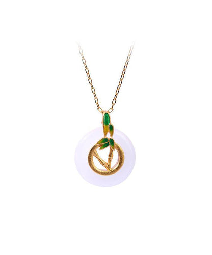 Unique White Hotan Jade Antique Safety Clasp Bone Chain Female Necklaces Kx1064