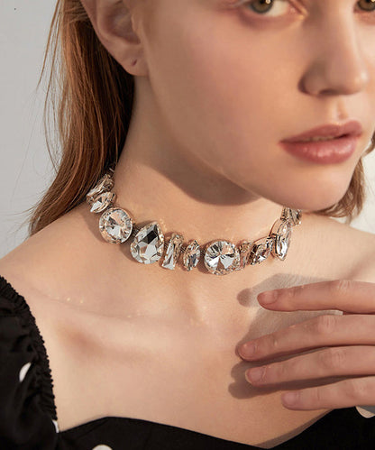 Unique White Sparkle Fine Zircon Princess Necklace