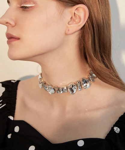 Unique White Sparkle Fine Zircon Princess Necklace