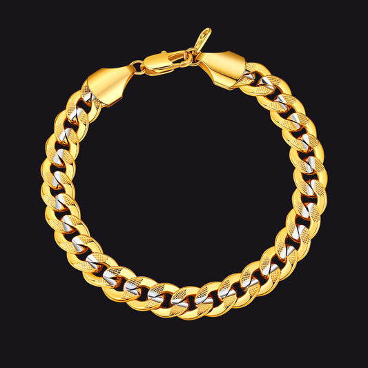 9mm Chunky Cuban Link Bracelet Two-tone Jewelry for