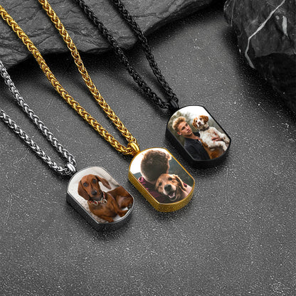 Customized Cremation Picture Urn Pet Ashed Dog Tag Necklace for Dog