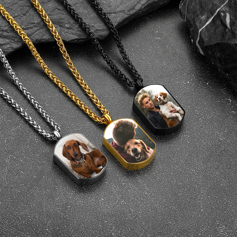 Customized Cremation Picture Urn Pet Ashed Dog Tag Necklace for Dog