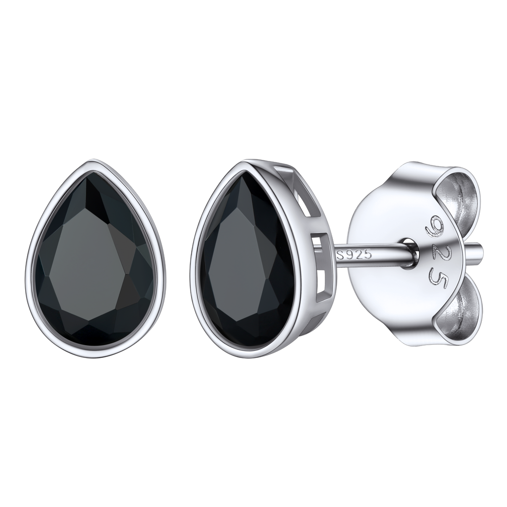 Flash Silver Water Drop Cubic Zirconia Stud Earrings for