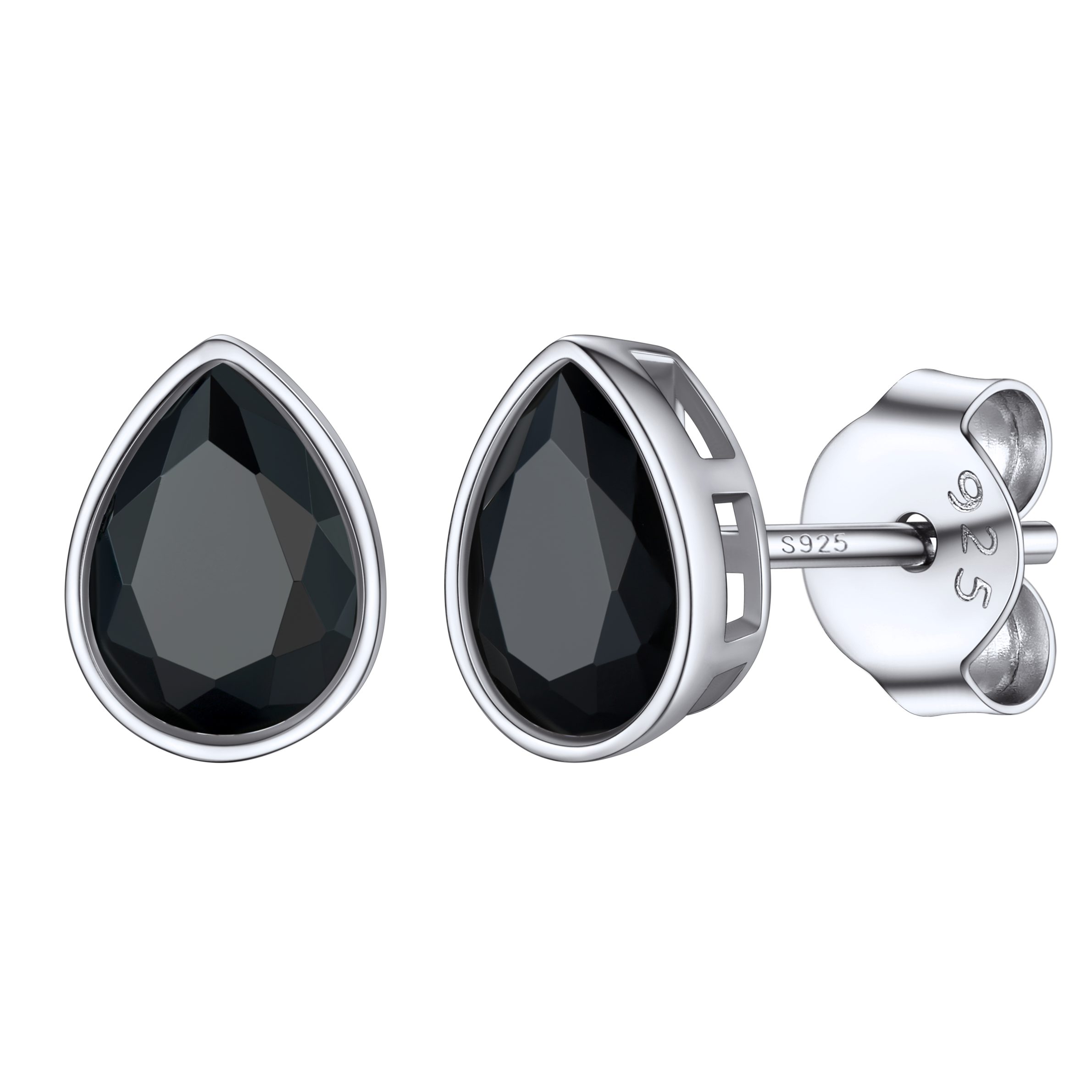 Flash Silver Water Drop Cubic Zirconia Stud Earrings for