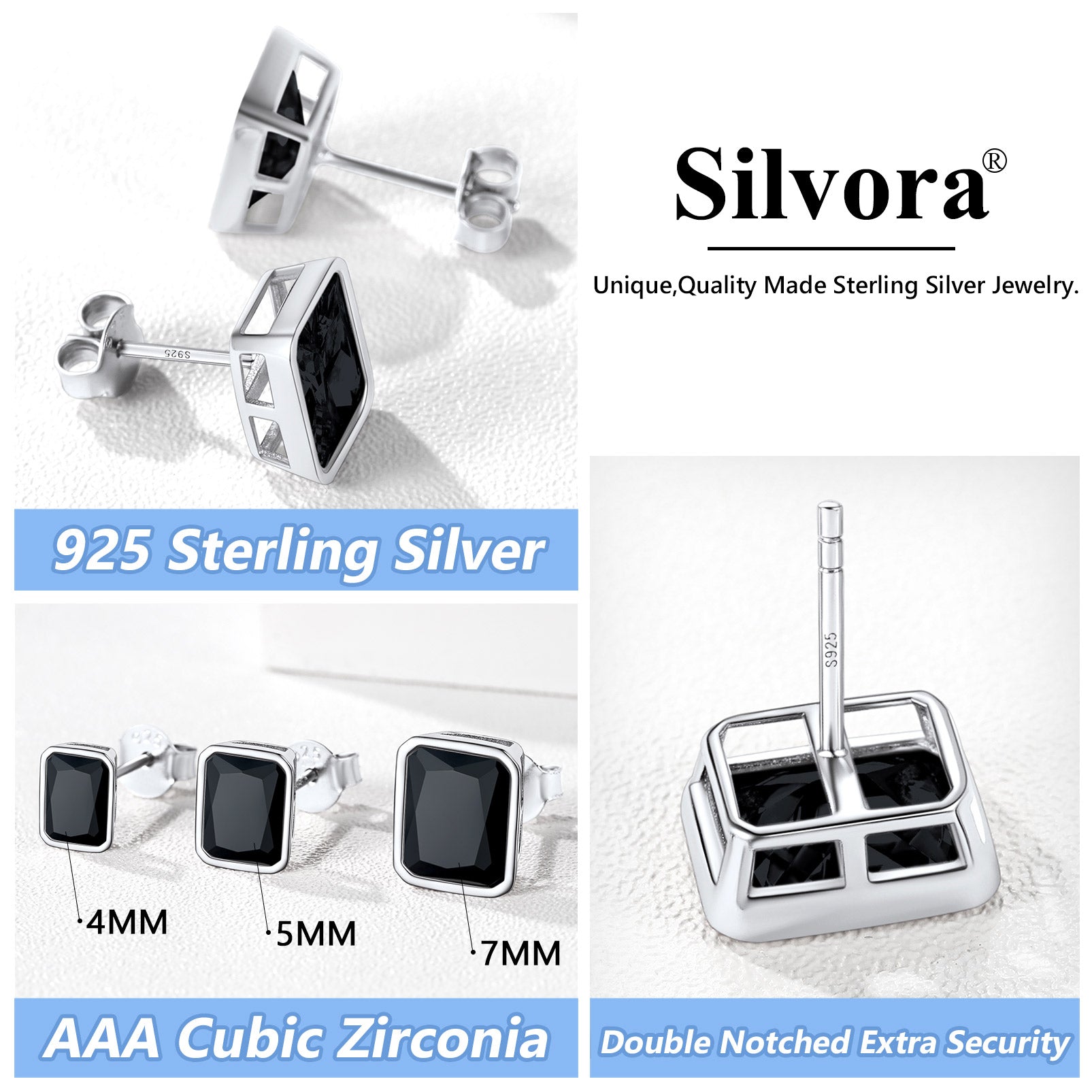 Flash Sterling Silver Stud Earrings for