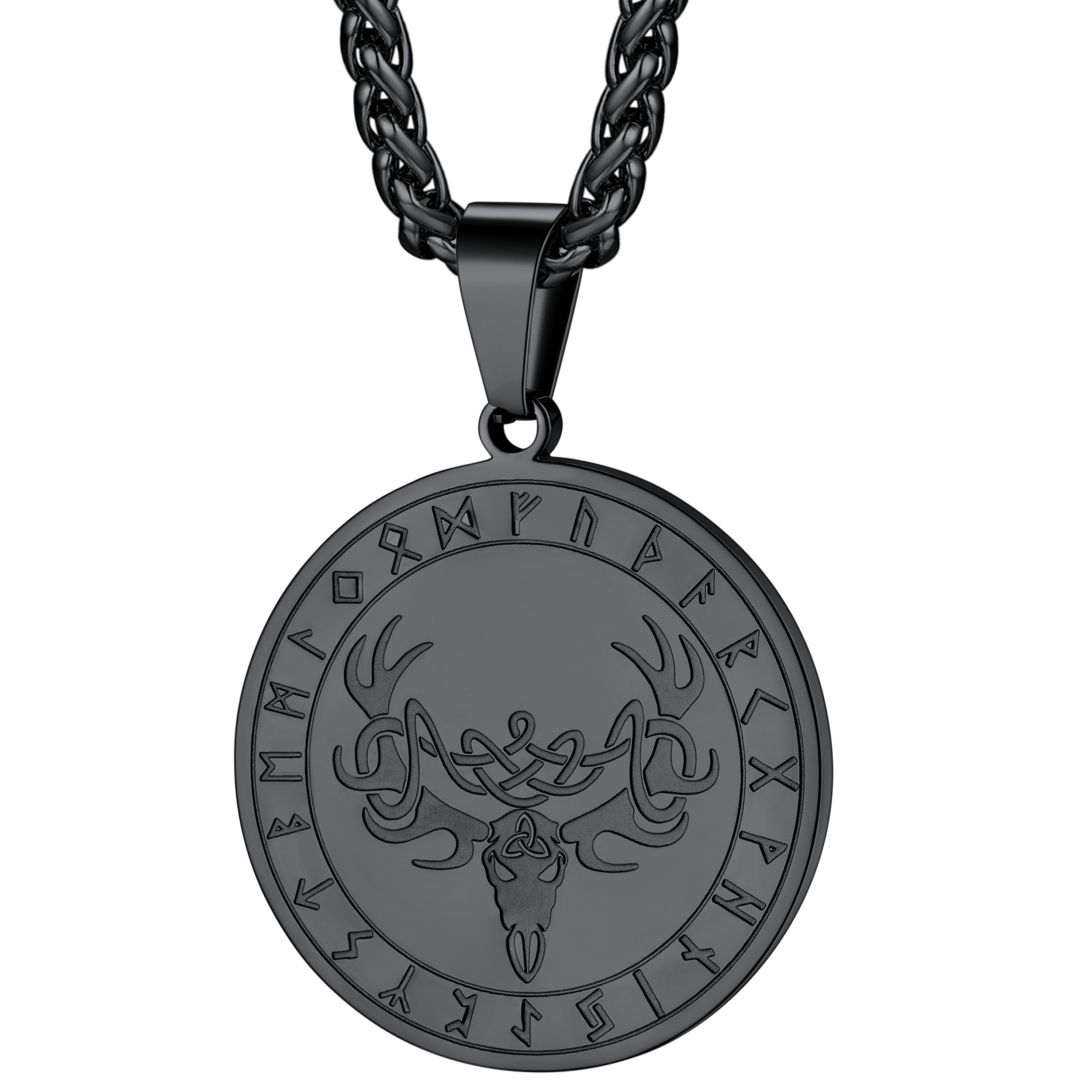 Flash Stainless Steel Norse Viking Deer Necklace for