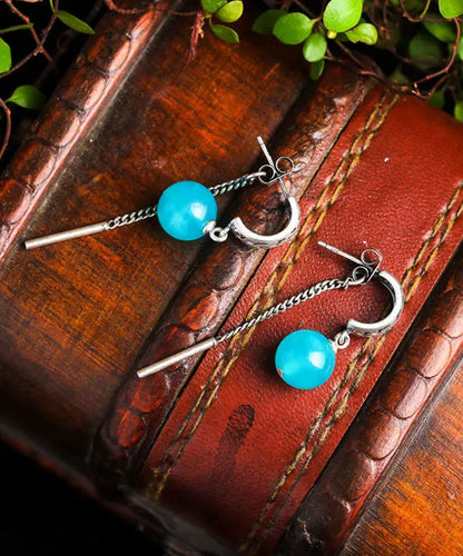 Sterling Silver Gem Stone Tassel Drop Earrings