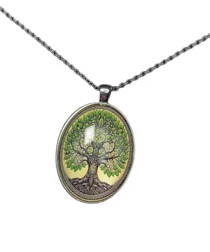 Ellipse Tree of Life Alloy Lariat Necklace