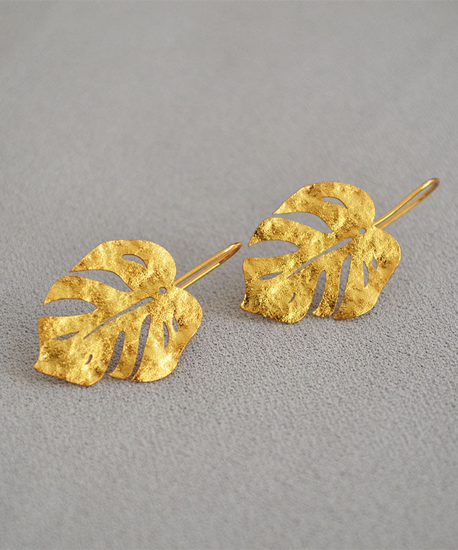 Hot Gold Leaf 14k Gold Copper Stud Earrings