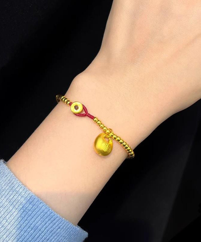 Gold Sterling Silver Overgild Golden Pig Charm Bracelet