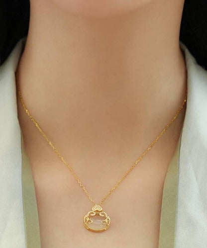 Gold Sterling Silver Overgild Zircon Jade Pendant Necklace Wf011