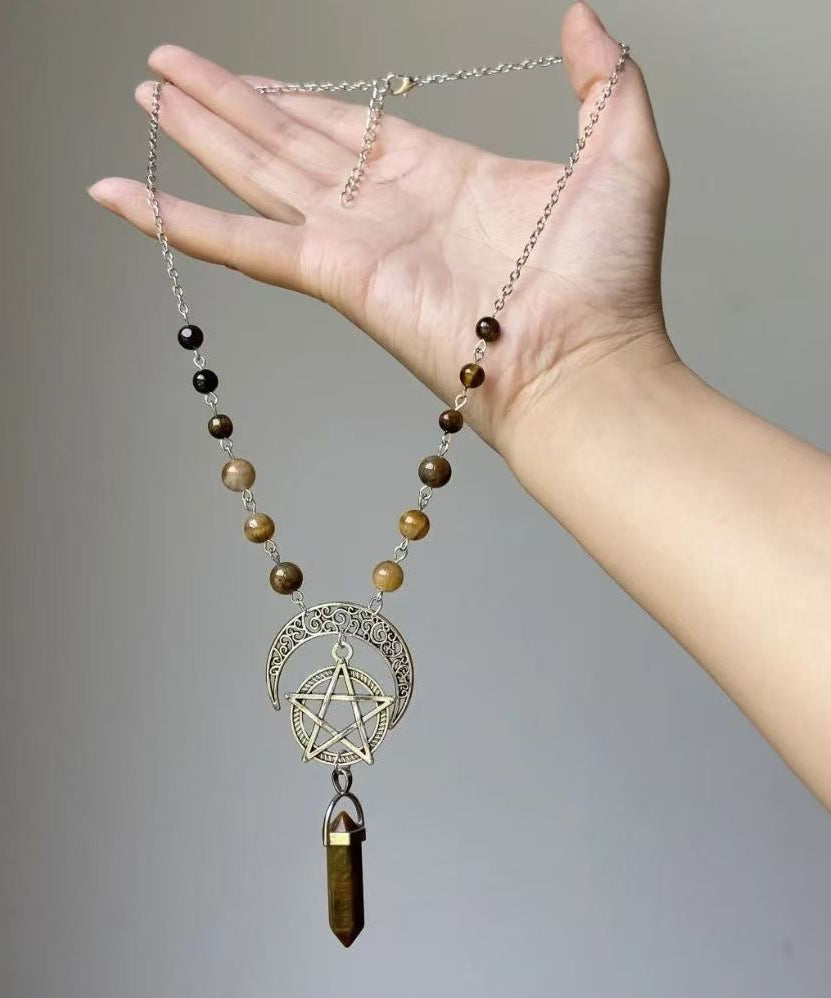 Metal Star Moon Universe Lariat Necklace