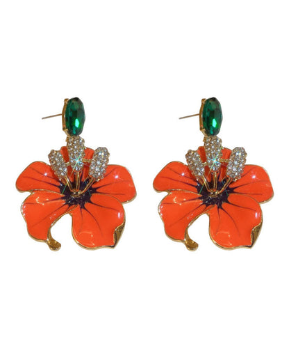 Orange Sterling Silver Zircon Oil Dirp Drop Earrings