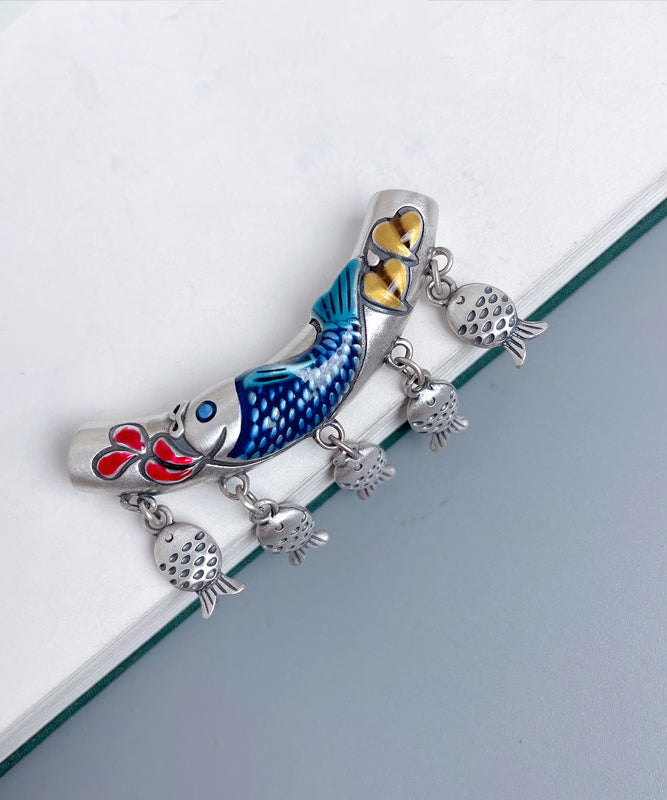 Silk Sterling Silver Tassel Cloisonne Pendant Necklace