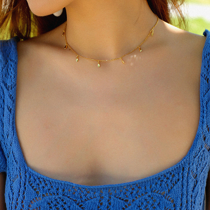 925 Sterling Sliver Water Drop Choker