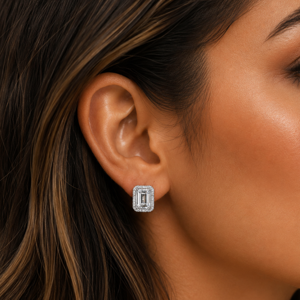 "wahlberg" Emerald Cut Stud Earrings