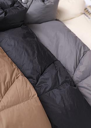 Warm Snow Jackets Winter Outwear Black Stand Collar Drawstring Duck Down Coat