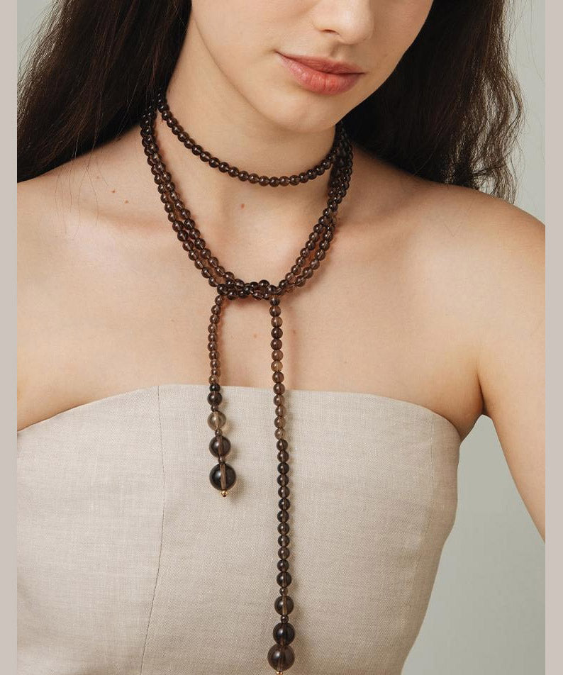 Chocolate Copper Overgild Beading Gratuated Bead Necklace