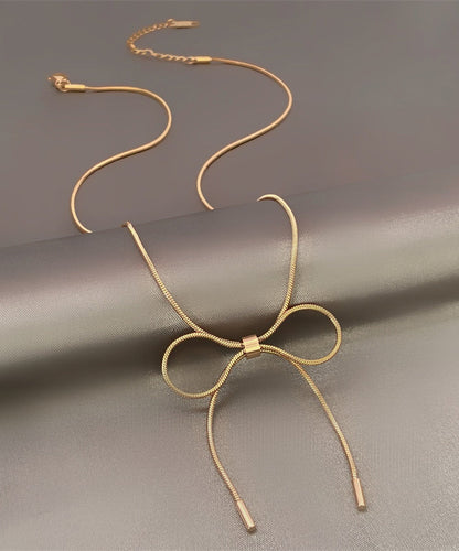 Gold Sterling Silver Overgild Bow Princess Necklace Gh1012