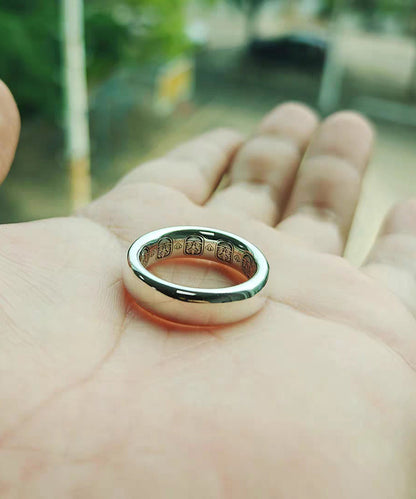 Silk Plain Ring Carving Silver Rings