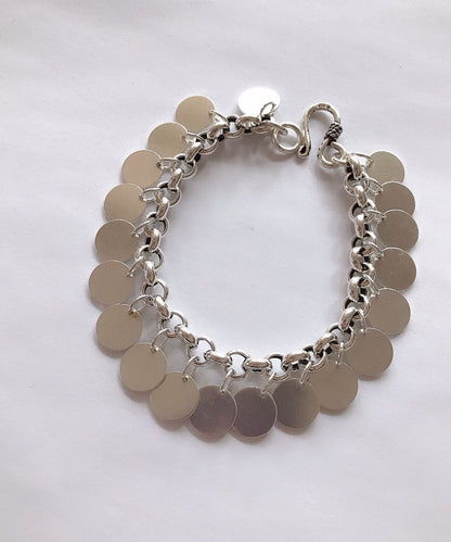 Silk Sterling Silver Sequins Tassel Chain Bracelet