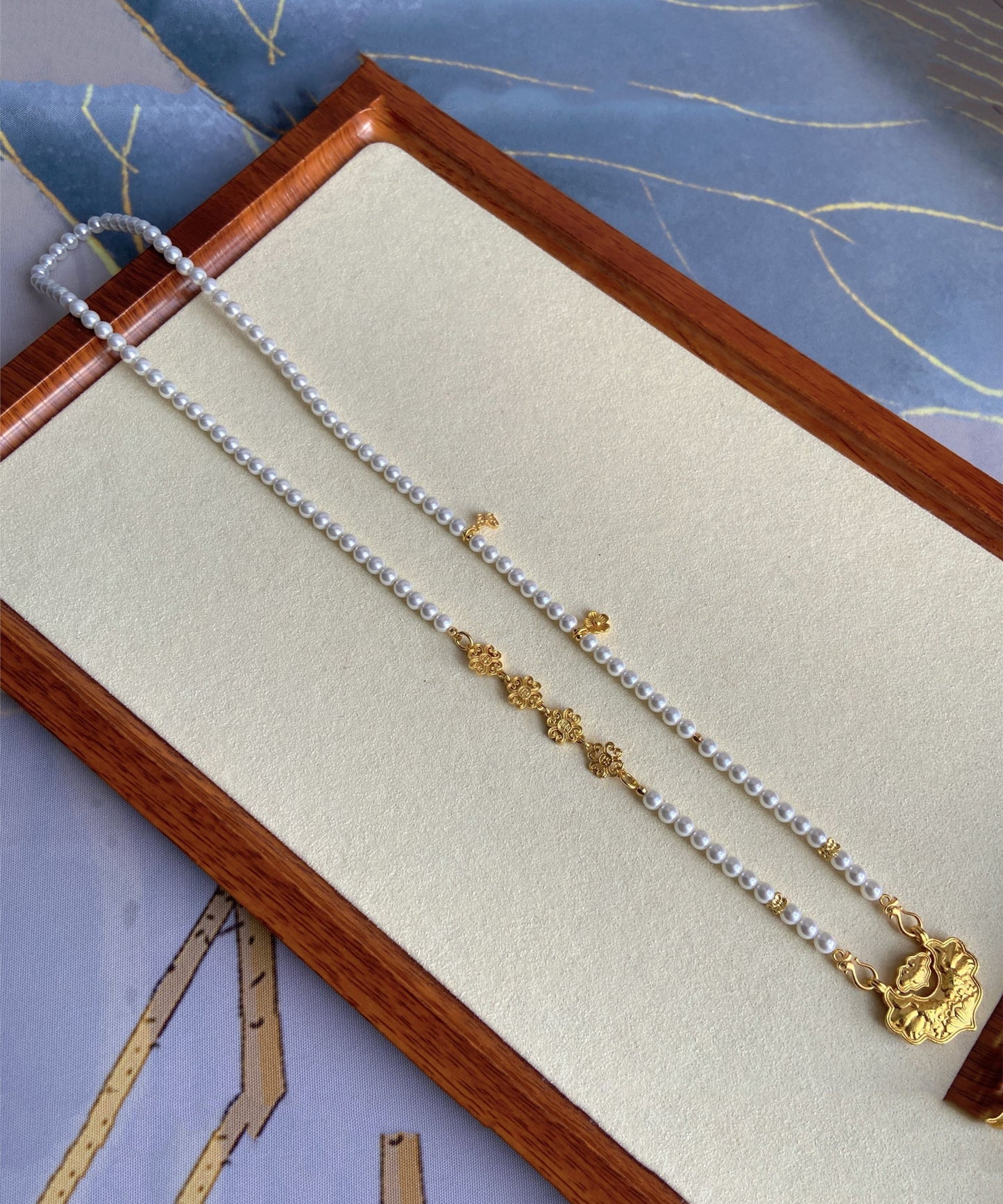 White Sterling Silver Alloy Pearl Beading Pendant Necklace Wq012