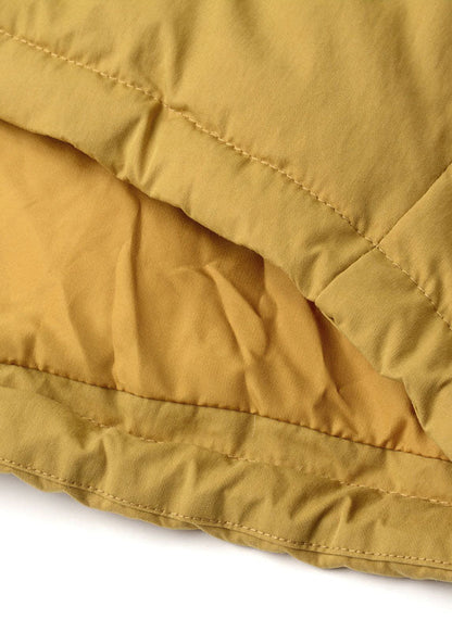 Yellow Hooded Fur Collar Drawstring Duck Down Puffers Jackets Winter