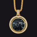 Custom Gold Zirconia Spinner Picture Necklace Pendant for