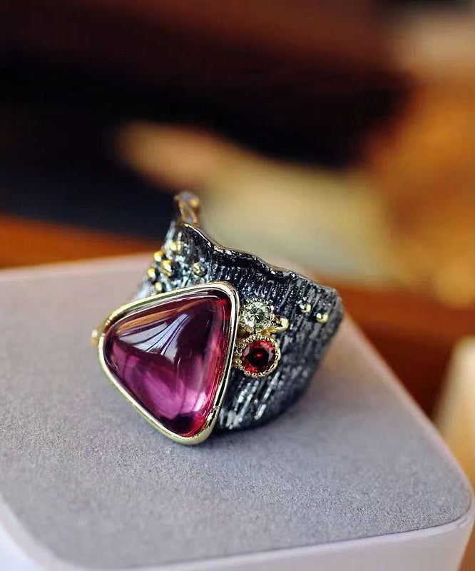 Classy Purple Red Alloy Gem Stone Heart-shaped Rings