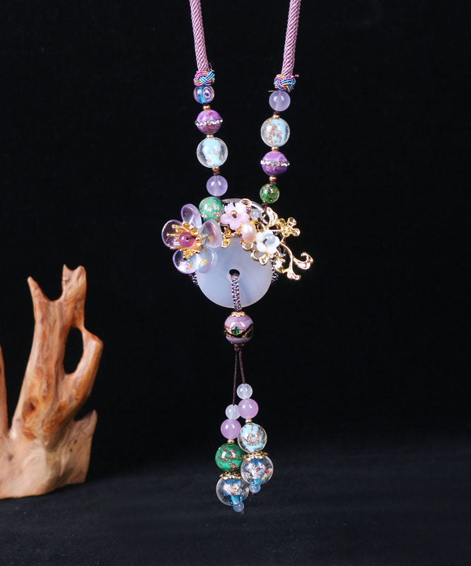 Coloured Glaze Jade Pendant Necklace