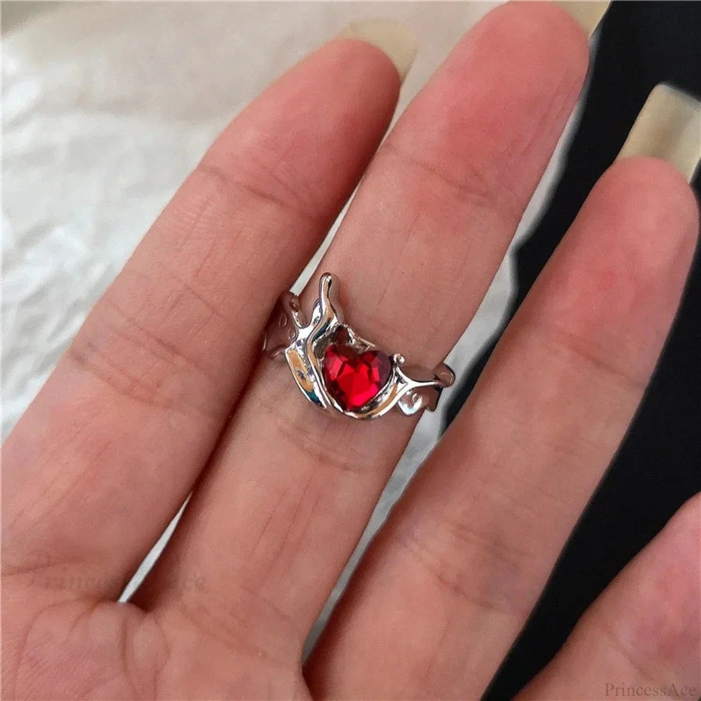 Dark Rebel Crimson Gem Cross Ring