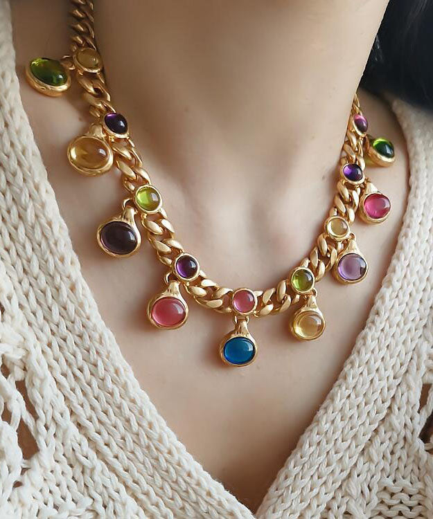 Rainbow Copper Overgild Coloured Glaze Princess Necklace