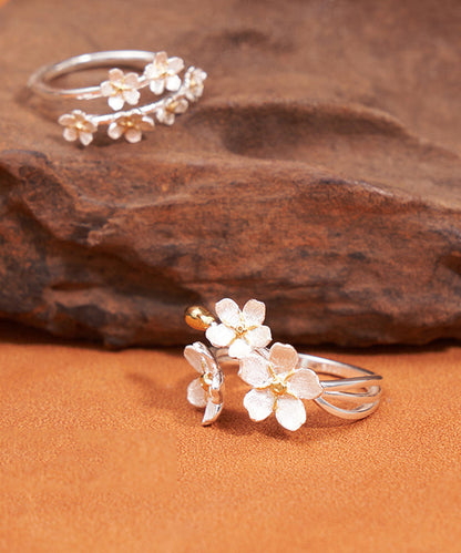 Handmade White Sterling Silver Big and Small Two Piece Set Rings