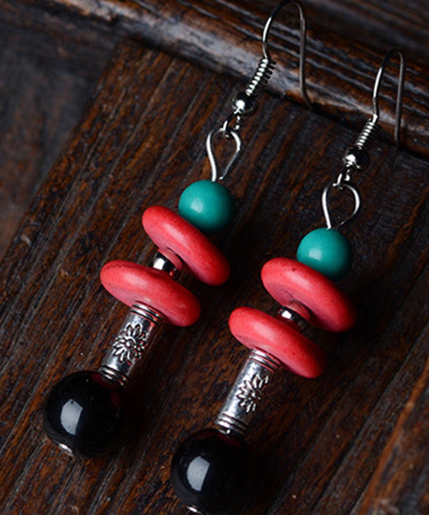 Diy Multicolor Geometry Agate Turquoise Hoop Earrings