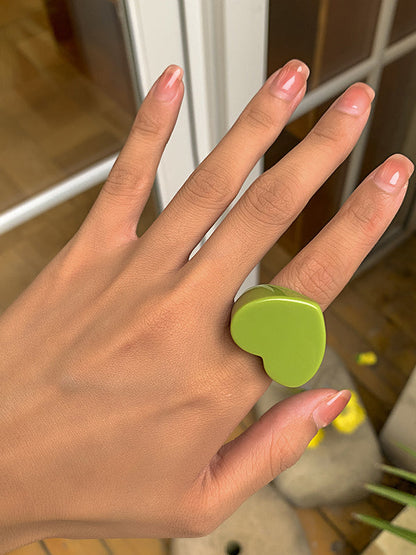 Geometric Heart Shape Color Rings Accessories