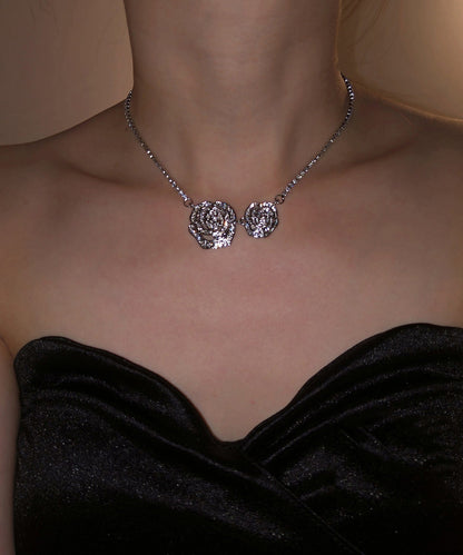 Retro Silk Sterling Silver Zircon Princess Necklace