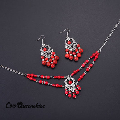 Tassel Necklace Earrings Set