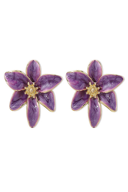 Colorful Enamel Flower Stud Earrings